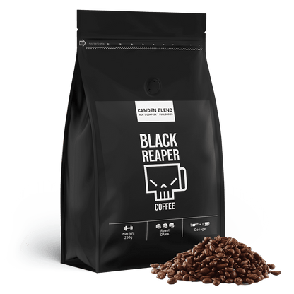 Strong black coffee camden blend whole beans