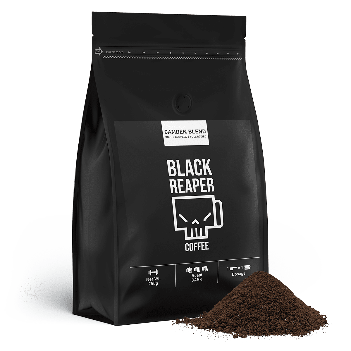 Strong black coffee camden blend