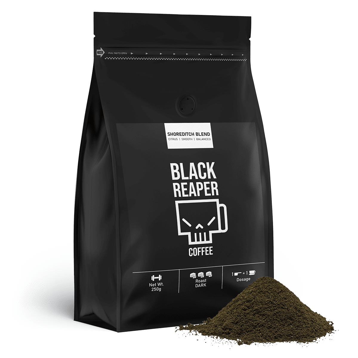 Strong black coffee shoreditch blend ground