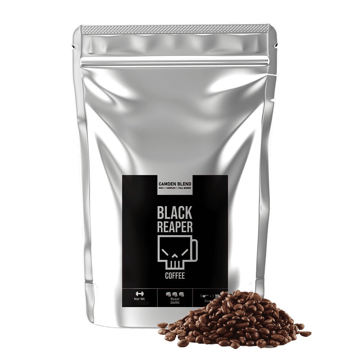 Strong black coffee camden blend whole beans